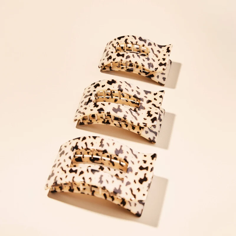 TELETIES Flat Rectangle Hair Clip Large Blonde Tortoise