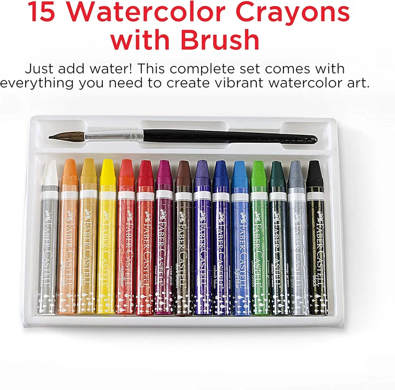 Faber-Castell Watercolor Crayons 15 Colors with Paint Brush
