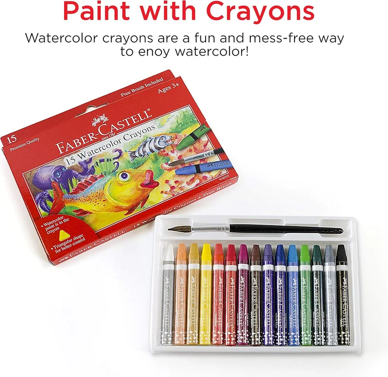 Faber-Castell Watercolor Crayons 15 Colors with Paint Brush