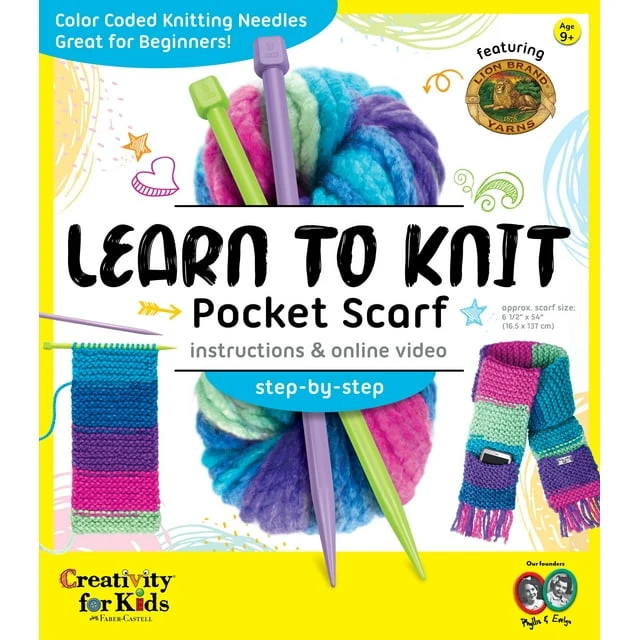 Creativity for Kids Learn to Knit Pocket Scarf Craft Kit
