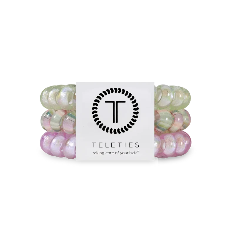 Opal Glow Teleties Large Spiral Hair Tie Coil No-Rip 3 Pack