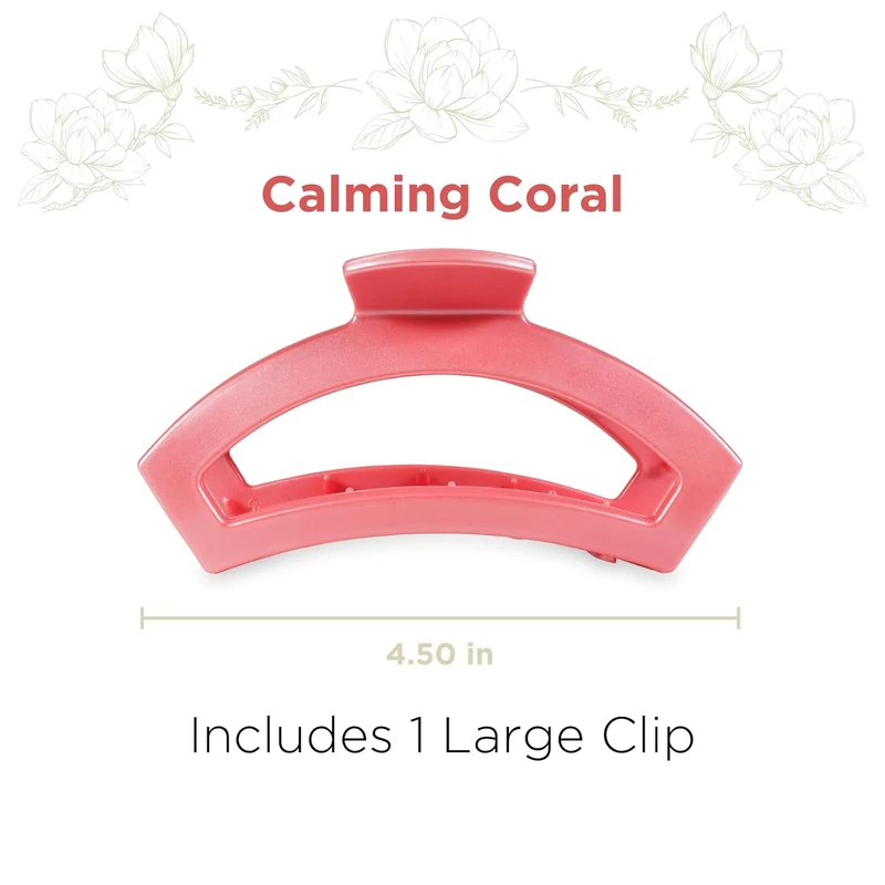 Teleties Open Large Hair Claw Clip Strong Grip Calming Coral