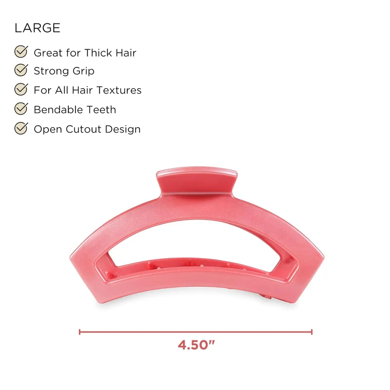 Teleties Open Large Hair Claw Clip Strong Grip Calming Coral