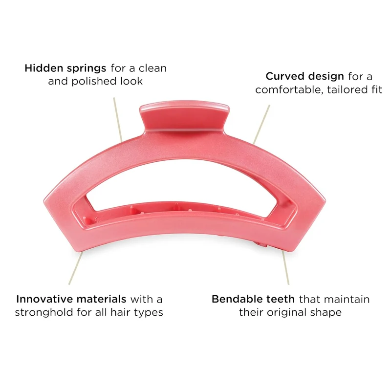 Teleties Open Large Hair Claw Clip Strong Grip Calming Coral