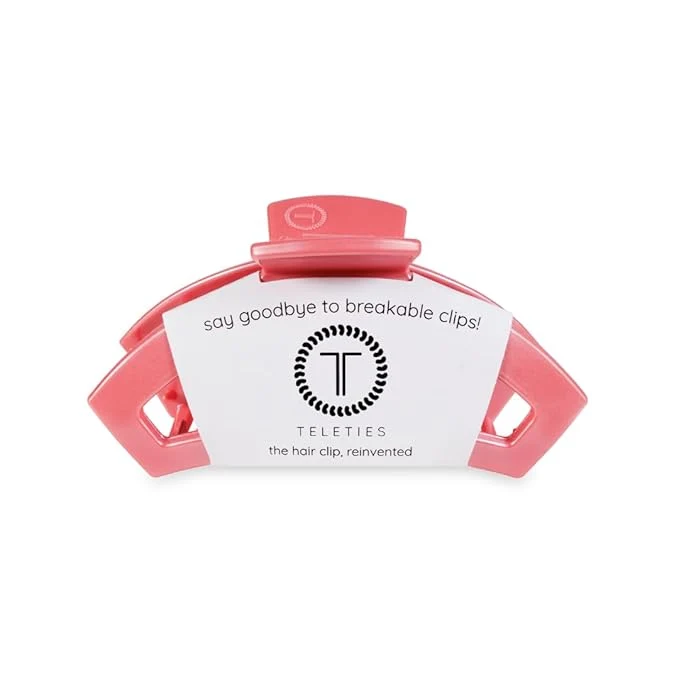 Teleties Open Large Hair Claw Clip Strong Grip Calming Coral