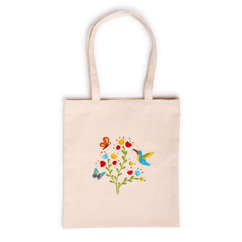Crafty Nook Embroidery Tote Bag Kit with Hoop and Threads