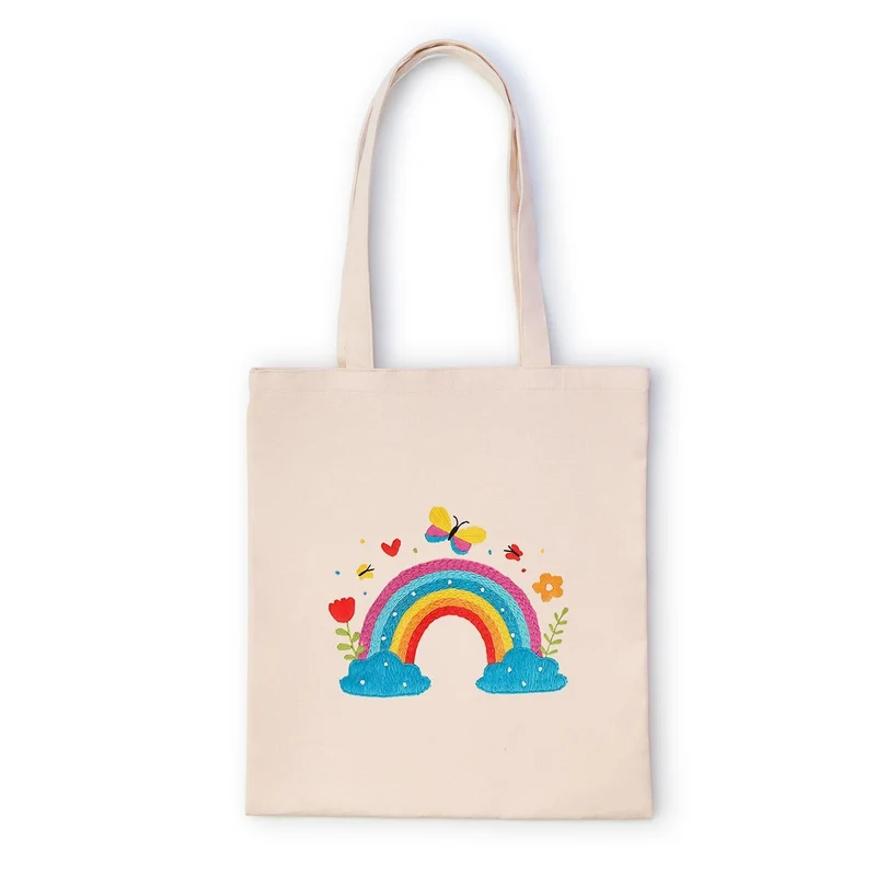 Crafty Nook Embroidery Tote Bag Kit with Hoop and Threads