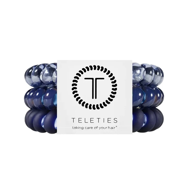 Teleties Large Hair Ties 3pk Set Nightfall Navy