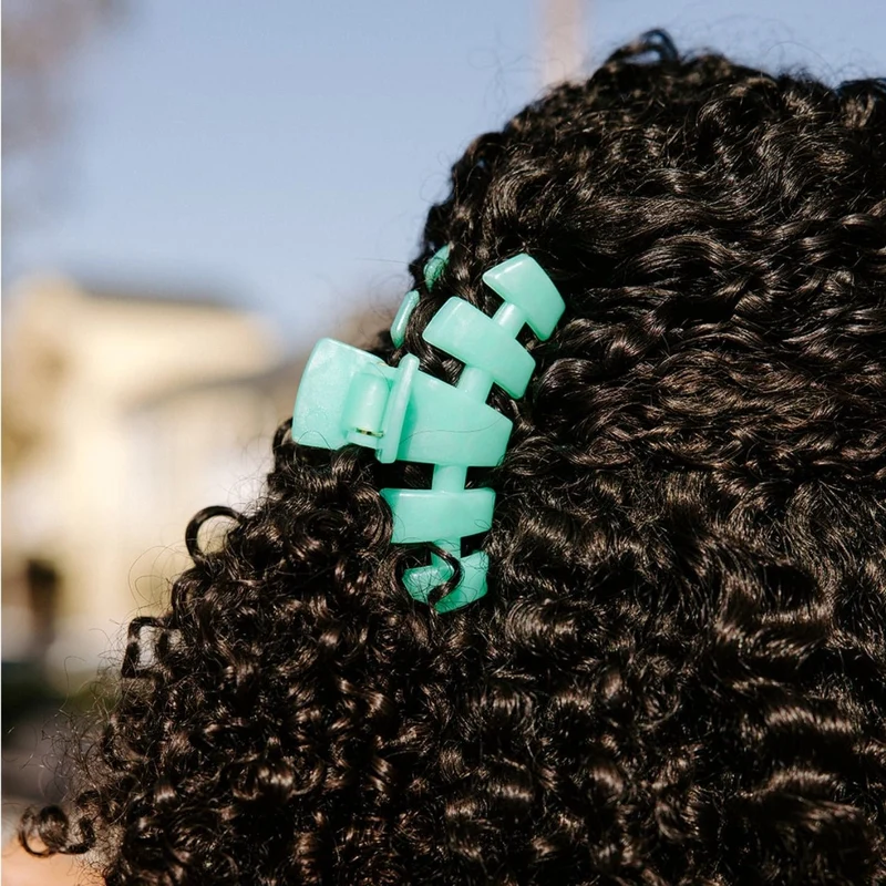 TELETIES Medium Classic Hair Clip Spring Splash Green