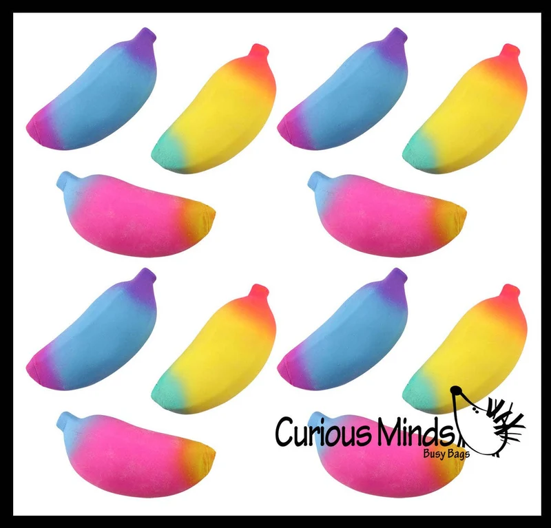 Single Rainbow Colored Squishy Sand Banana - Moldable Sensory,