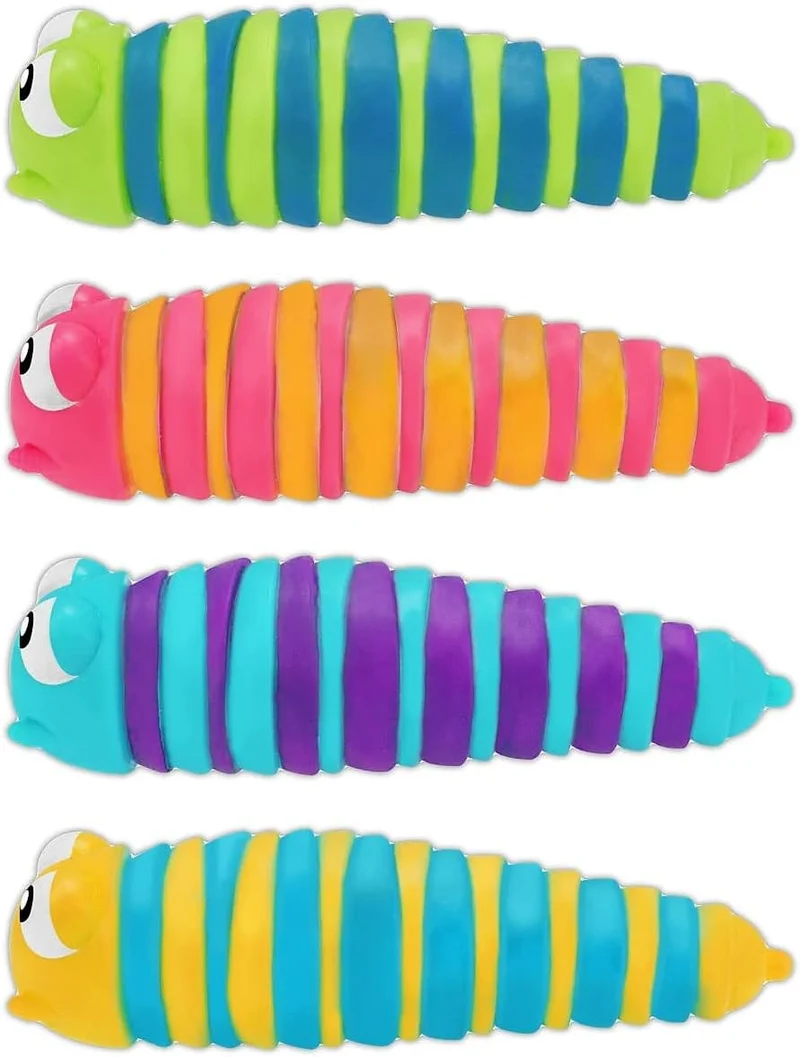 JA-RU Squishy Sensory Caterpillar Fidget Toy Stretchy Rainbow