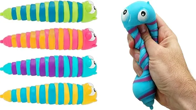 JA-RU Squishy Sensory Caterpillar Fidget Toy Stretchy Rainbow