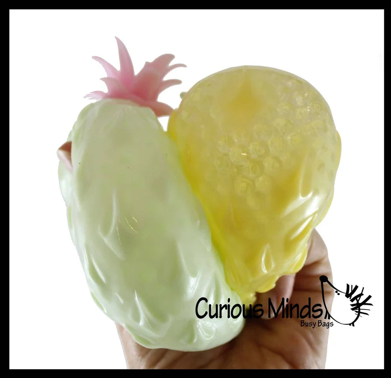 Single Colored Pineapple Fruit Water Bead Filled Squeeze Stress