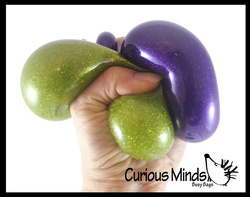 Single Metallic Glitter Thick Gel-Filled Squeeze Stress Balls -