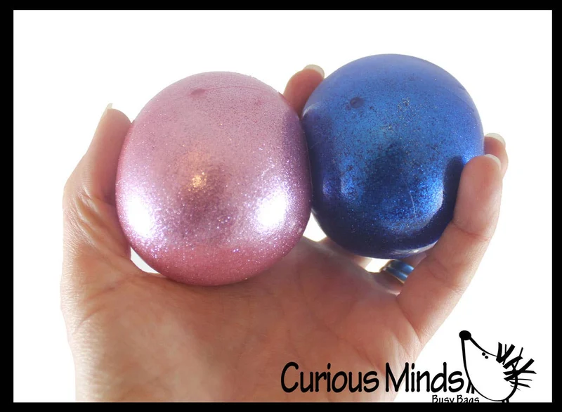 Single Metallic Glitter Thick Gel-Filled Squeeze Stress Balls -