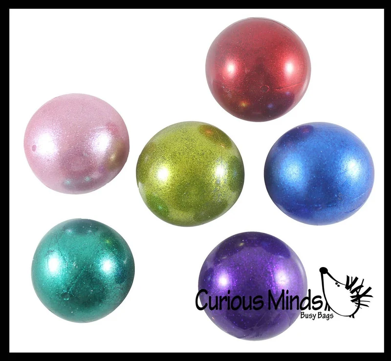 Single Metallic Glitter Thick Gel-Filled Squeeze Stress Balls -