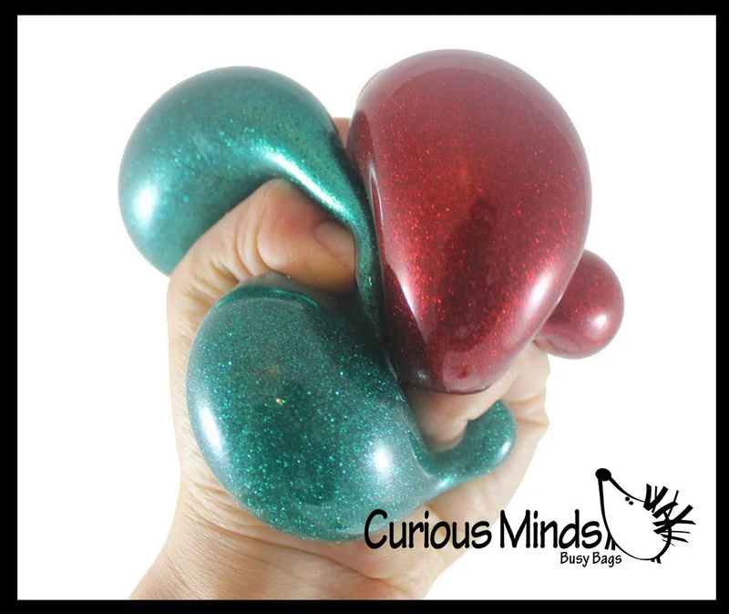 Single Metallic Glitter Thick Gel-Filled Squeeze Stress Balls -