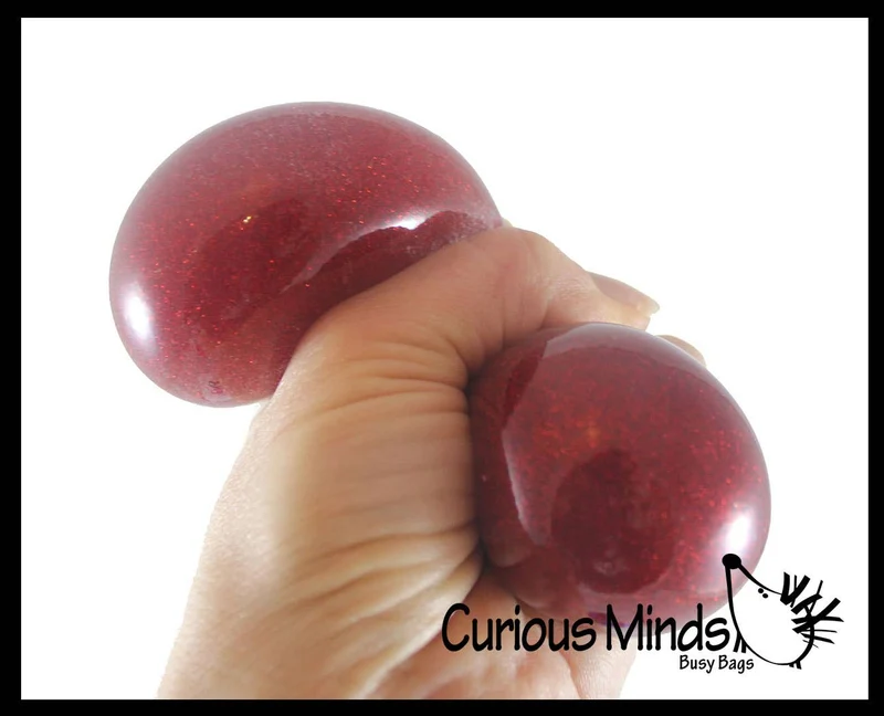Single Metallic Glitter Thick Gel-Filled Squeeze Stress Balls -