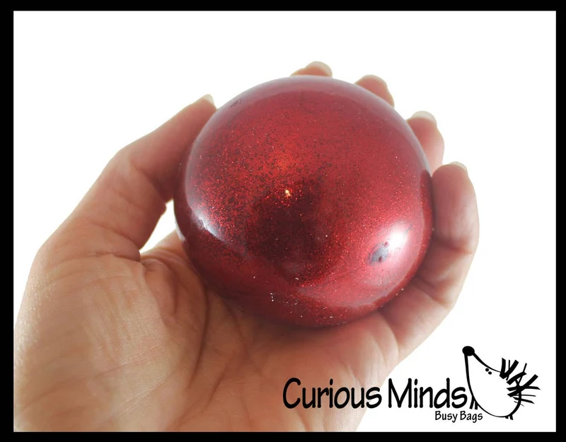 Single Metallic Glitter Thick Gel-Filled Squeeze Stress Balls -