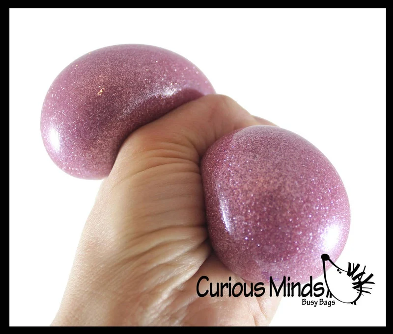 Single Metallic Glitter Thick Gel-Filled Squeeze Stress Balls -