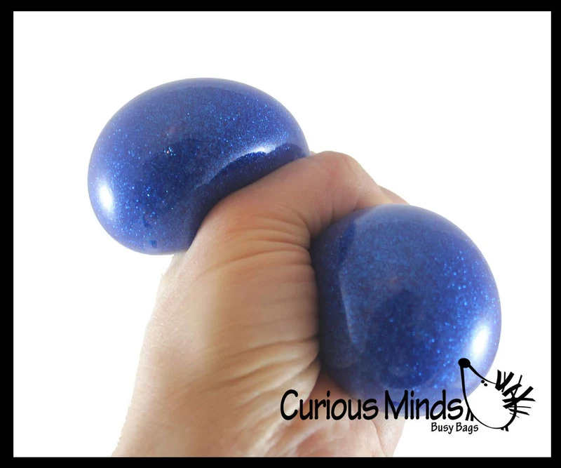 Single Metallic Glitter Thick Gel-Filled Squeeze Stress Balls -