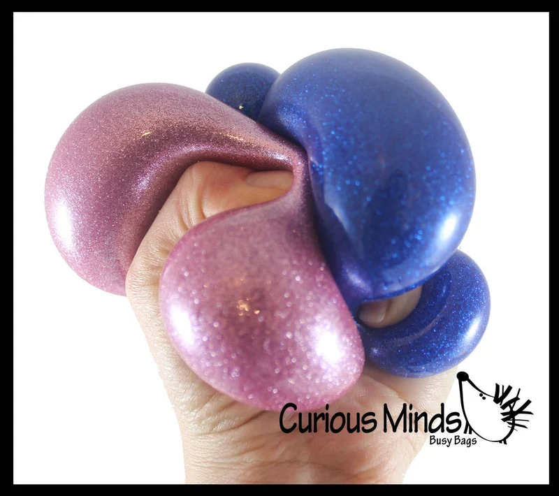 Single Metallic Glitter Thick Gel-Filled Squeeze Stress Balls -