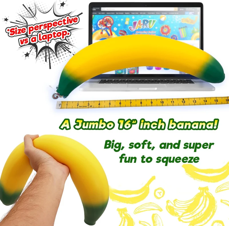 JA-RU Jumbo Stretchy Banana Squishy Toy for Sensory Stress Relief