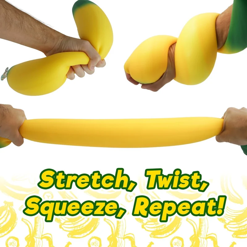 JA-RU Jumbo Stretchy Banana Squishy Toy for Sensory Stress Relief