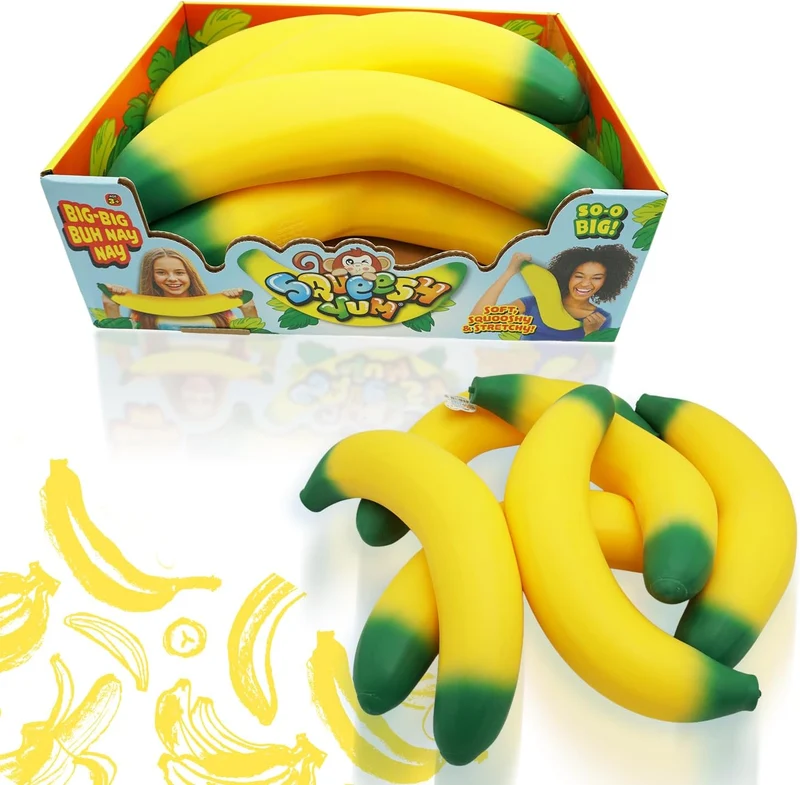 JA-RU Jumbo Stretchy Banana Squishy Toy for Sensory Stress Relief