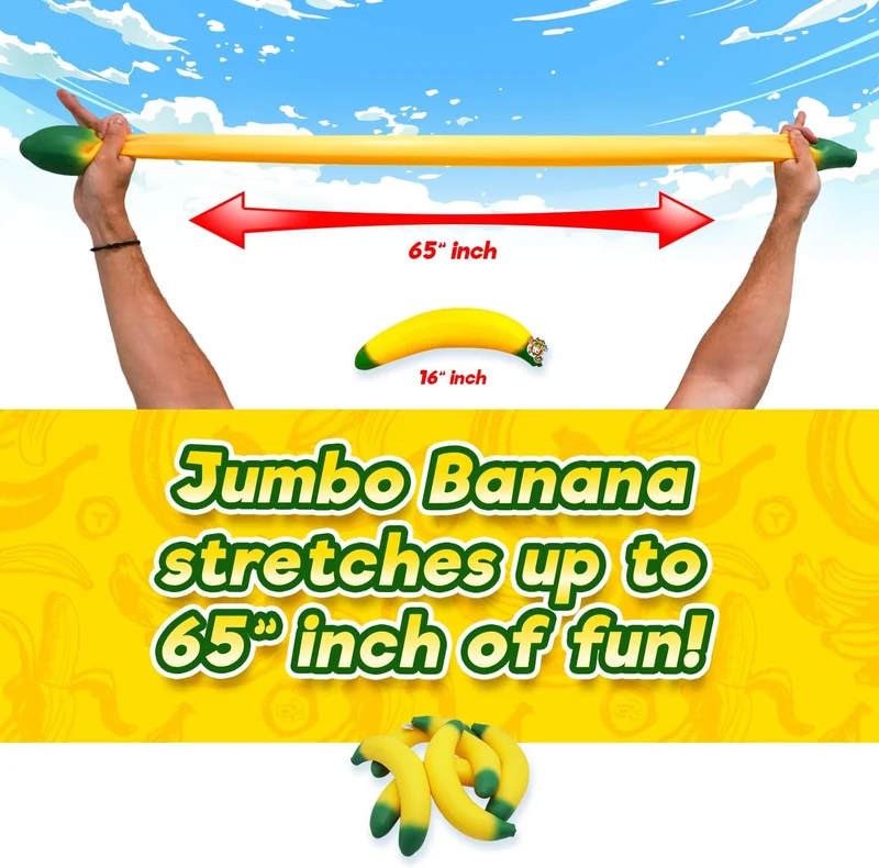 JA-RU Jumbo Stretchy Banana Squishy Toy for Sensory Stress Relief