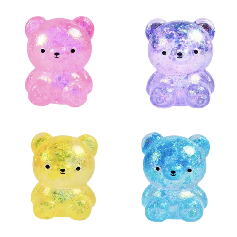 Streamline Sparkly Squish Bear Sensory Toy Soft Silicone