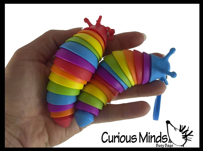 Single Small Fidget Slug on Clip Articulated Jointed Moving Slug