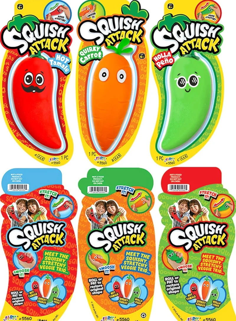 JA-RU Stretchy Carrot or Pepper Sensory Fidget Toy