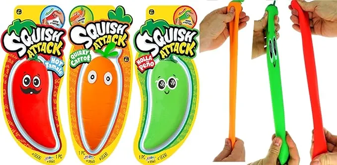 JA-RU Stretchy Carrot or Pepper Sensory Fidget Toy