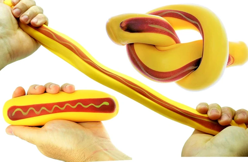 JA-RU Stretchy Hot Dog Squishy Sand Filled Novelty Stress Toy