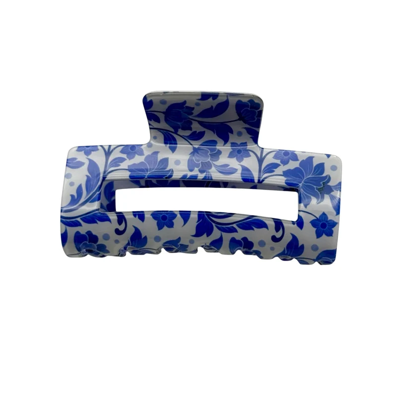 Karma Hair Claw Floral Blue Pattern
