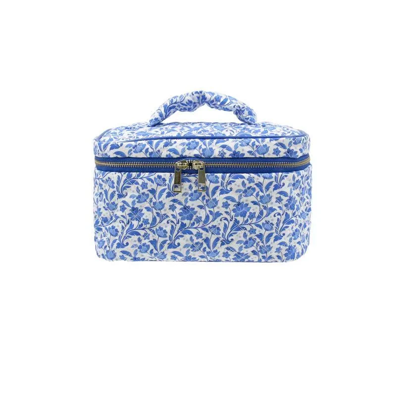 Karma Collection Quilted Vanity Bag Blue Floral