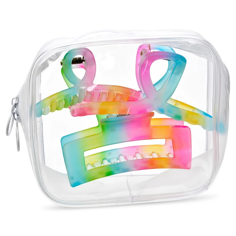 Iscream Rainbow Hair Clip Set 3 Pack in Pouch