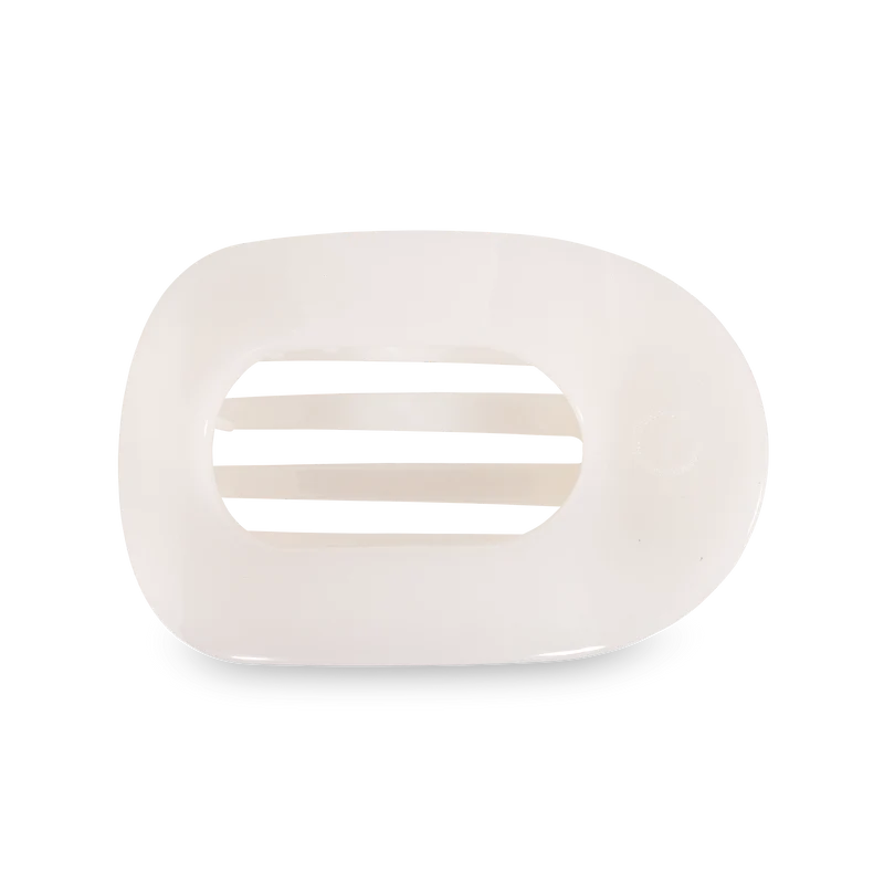 Coconut White Medium Flat Round Hair Clip for All Day Comfort