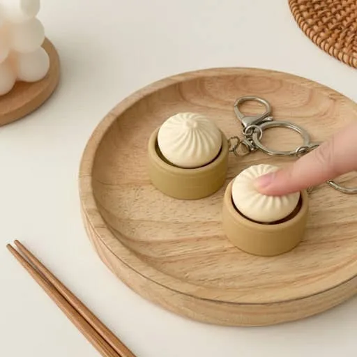 Original Dumpling Clicker Keyring – Mini Stress Relief Figet