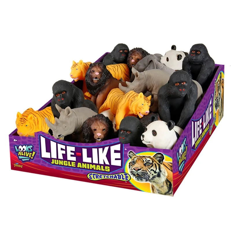 Ja-Ru Life Like Stretchable Jungle Animals Assorted Toy Set