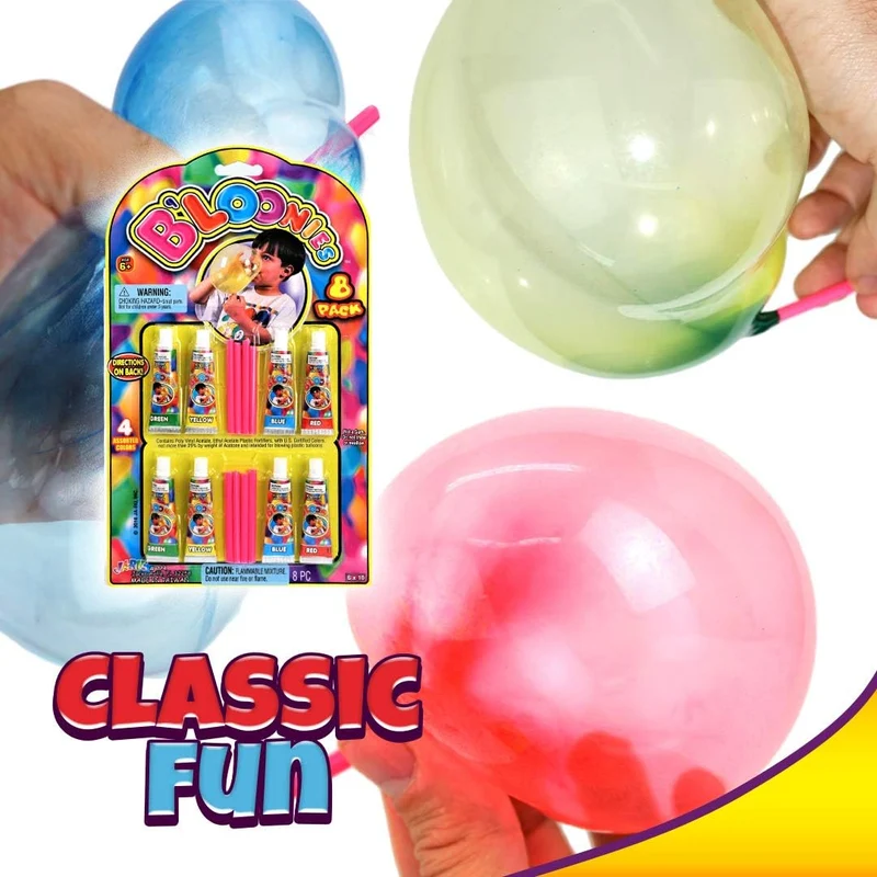 JA-RU Bloonies Magic Plastic Bubble Balloon Variety Pack 8 Tubes