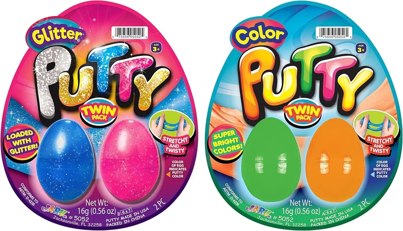 JA-RU Neon Glitter Glow in the Dark Slime Putty Eggs