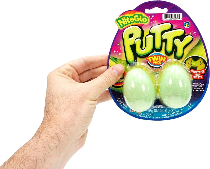 JA-RU Neon Glitter Glow in the Dark Slime Putty Eggs