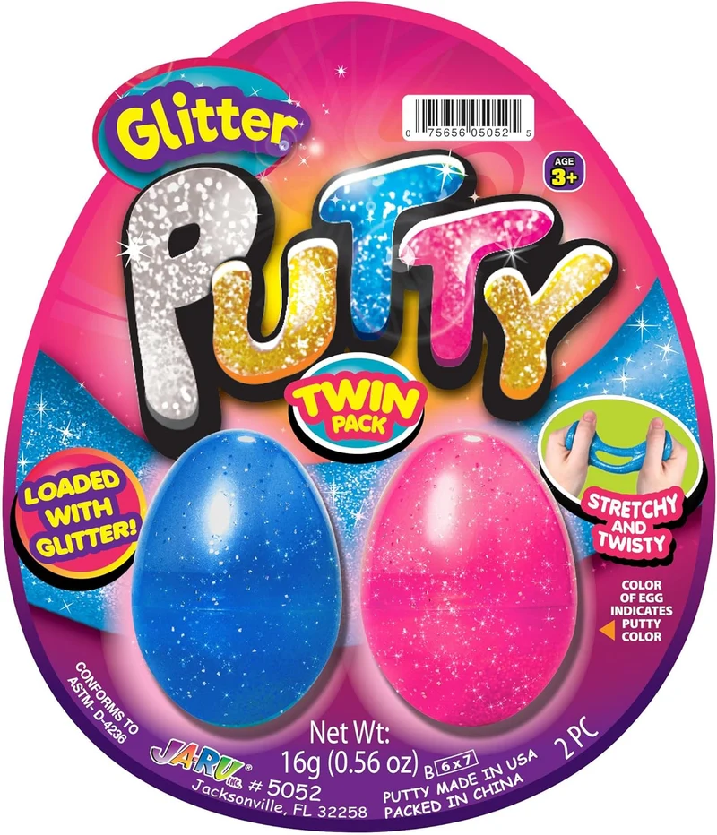 JA-RU Neon Glitter Glow in the Dark Slime Putty Eggs