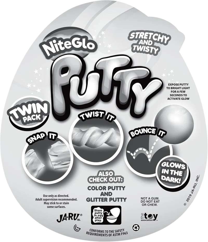 JA-RU Neon Glitter Glow in the Dark Slime Putty Eggs
