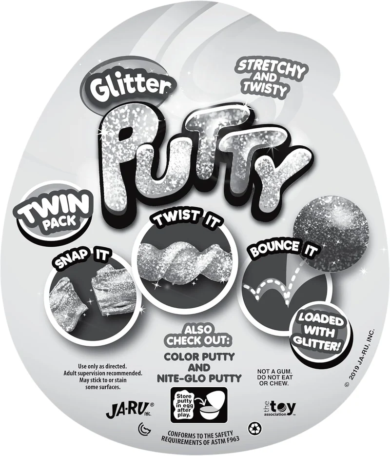 JA-RU Neon Glitter Glow in the Dark Slime Putty Eggs