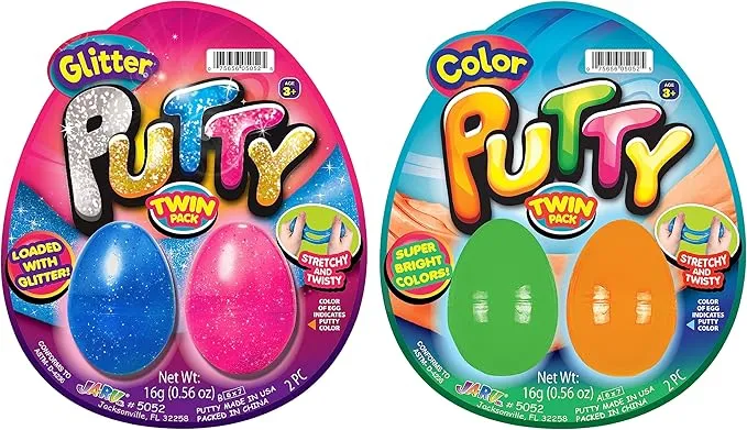 JA-RU Neon Glitter Glow in the Dark Slime Putty Eggs