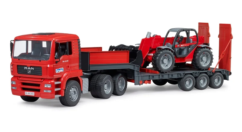 Bruder MAN TGA Low Loader Truck with Manitou Telehandler Toy