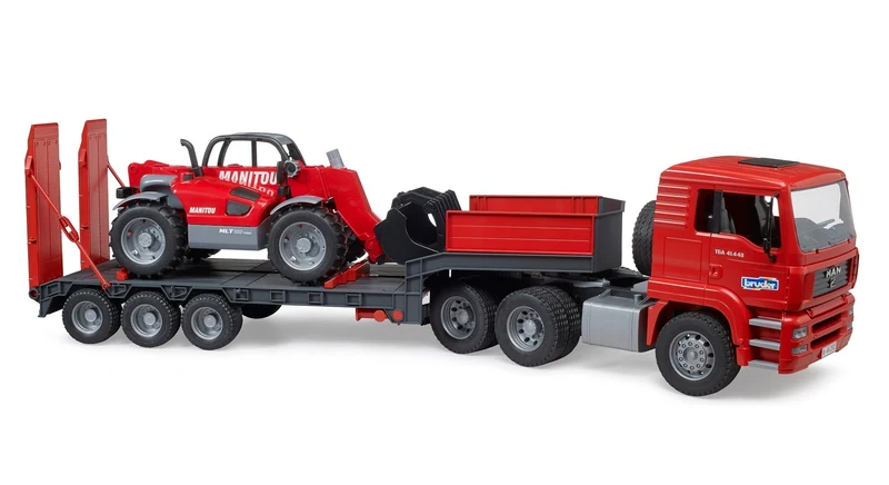 Bruder MAN TGA Low Loader Truck with Manitou Telehandler Toy